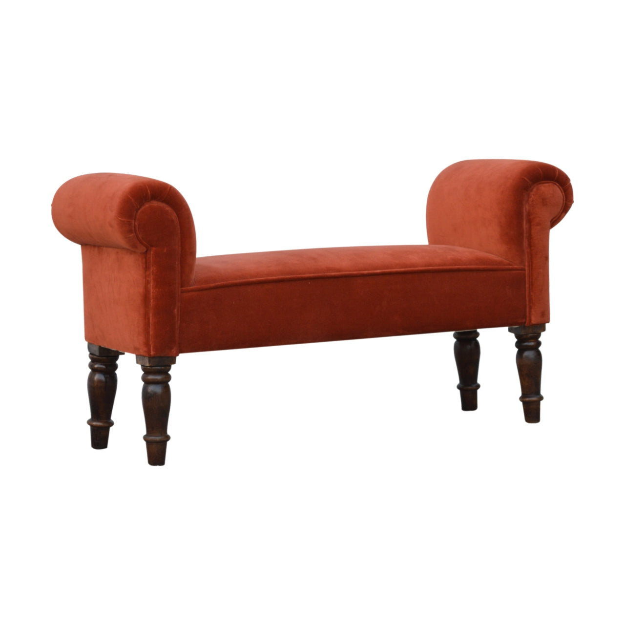 Brick Red Velvet Bench by Artisan Furniture