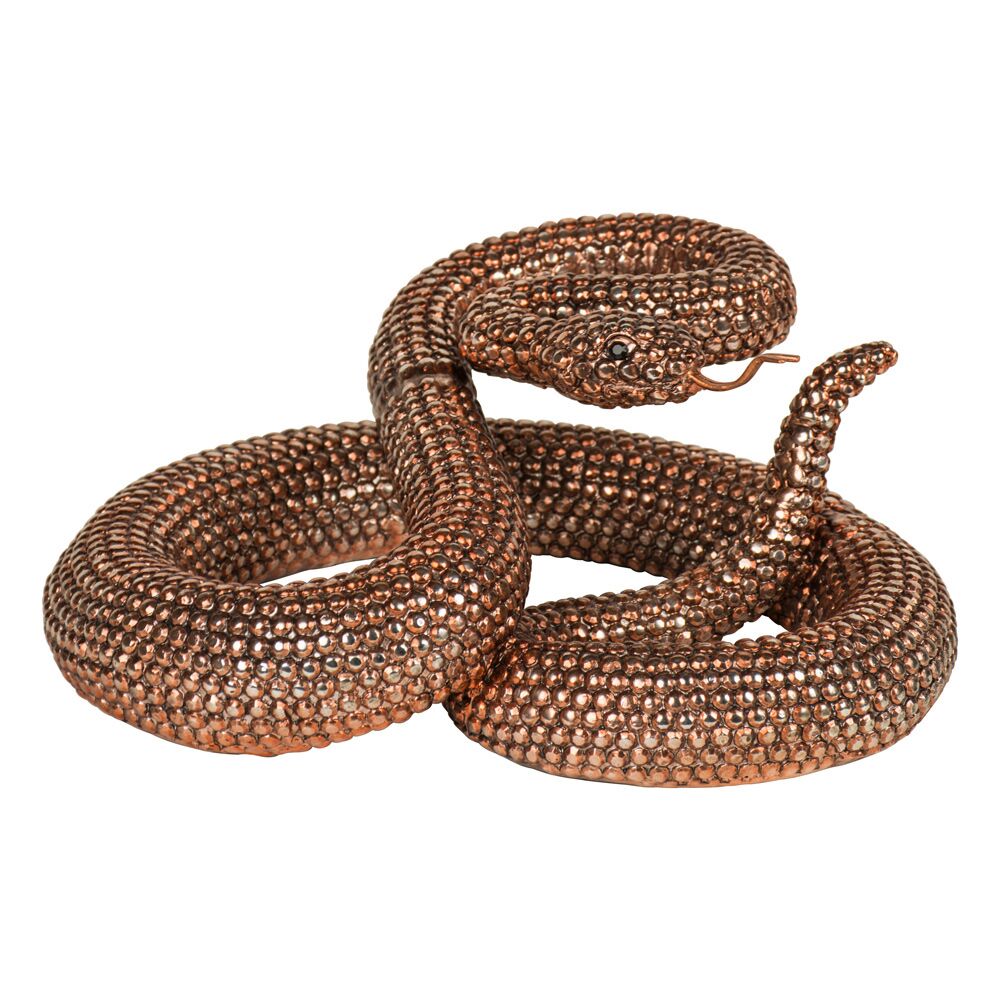 Bronze Coiled Rattlesnake Artisan Figurine