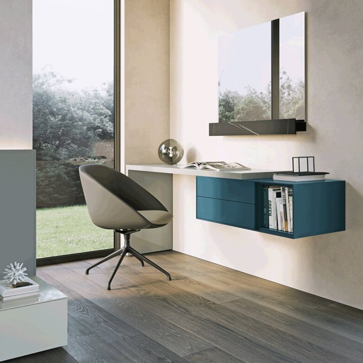 Modula Composition ST3 Wall-Mounted Desk with Drawers