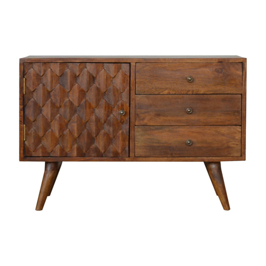 Carved Chestnut Solid Wood Sideboard