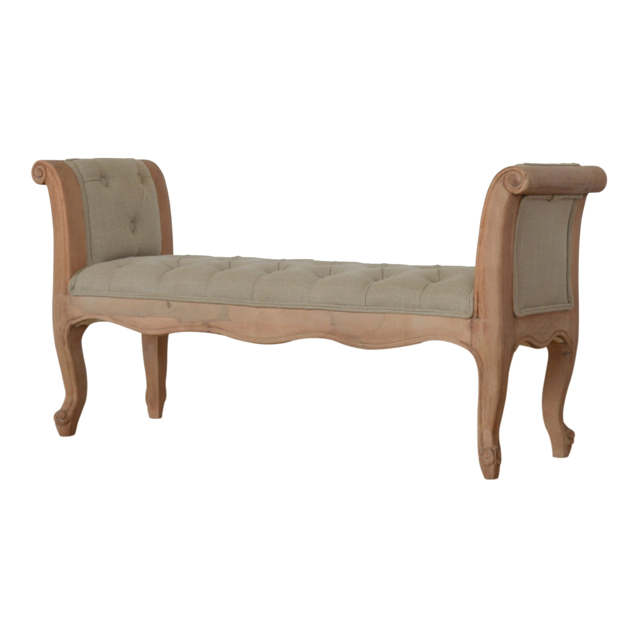 Carved French Style Mud Linen Bench