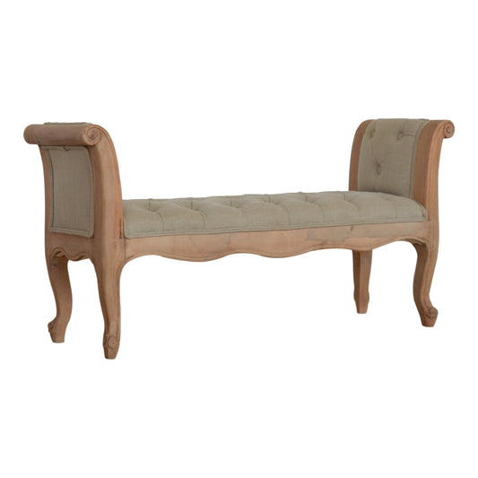 Carved French Style Mud Linen Bench