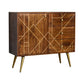 Chestnut Gold Inlay Abstract Wooden Sideboard