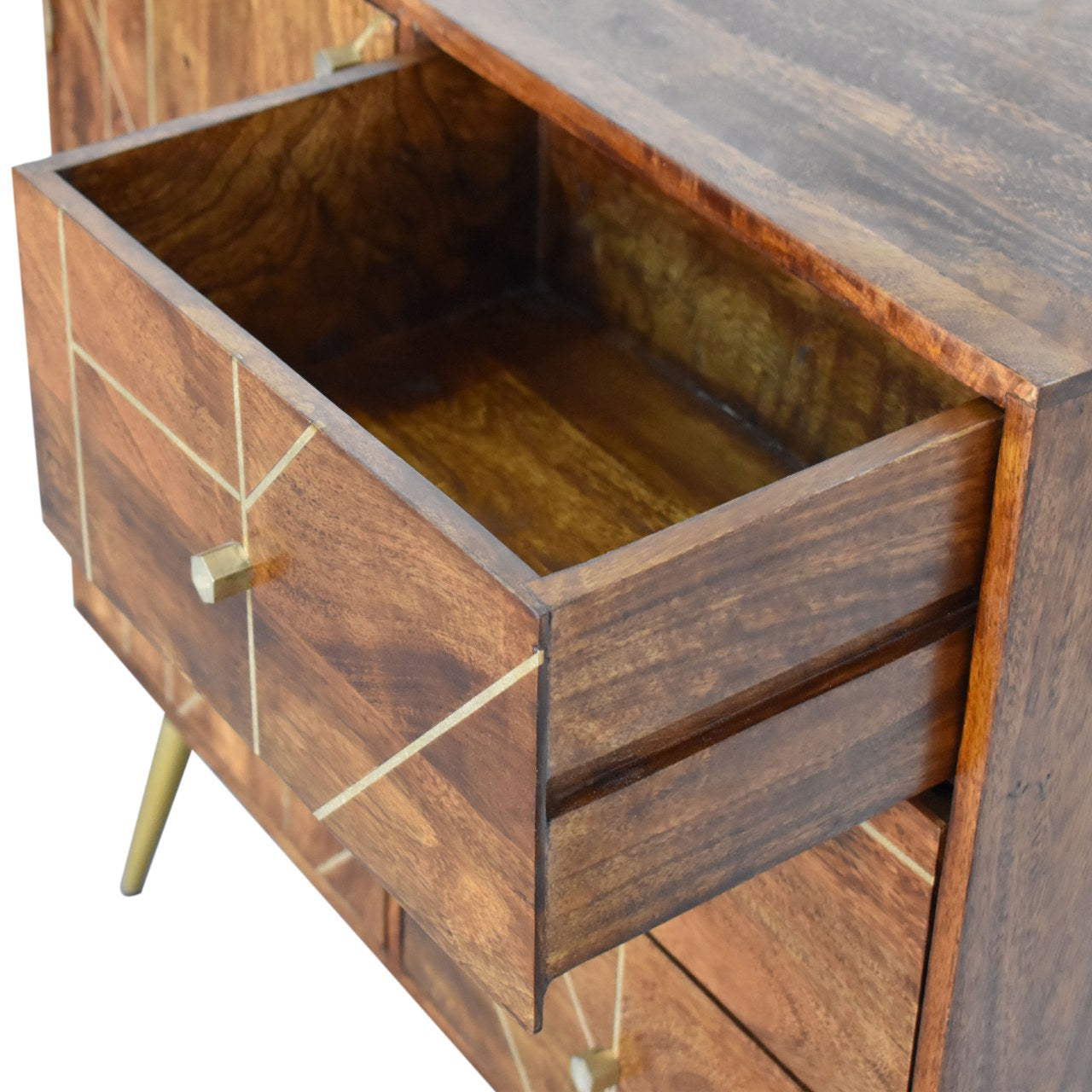 Chestnut Gold Inlay Abstract Wooden Sideboard