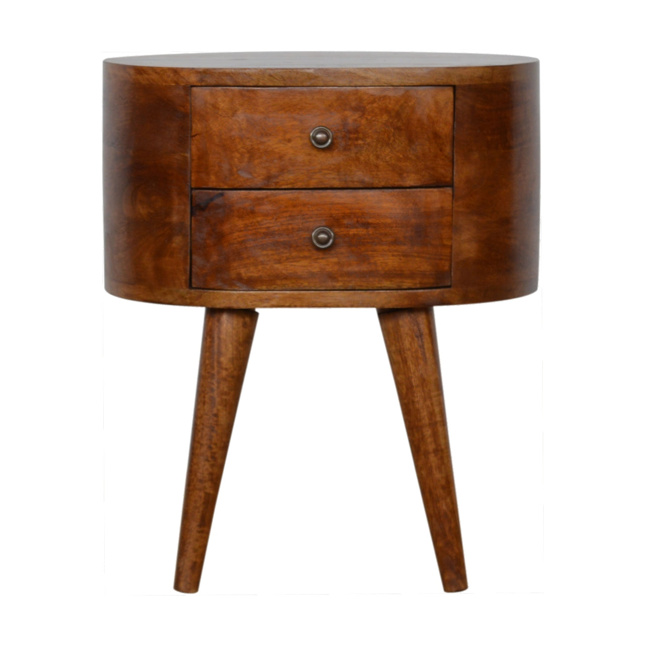 Chestnut Rounded Solid Wood Bedside