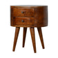 Chestnut Rounded Solid Wood Bedside