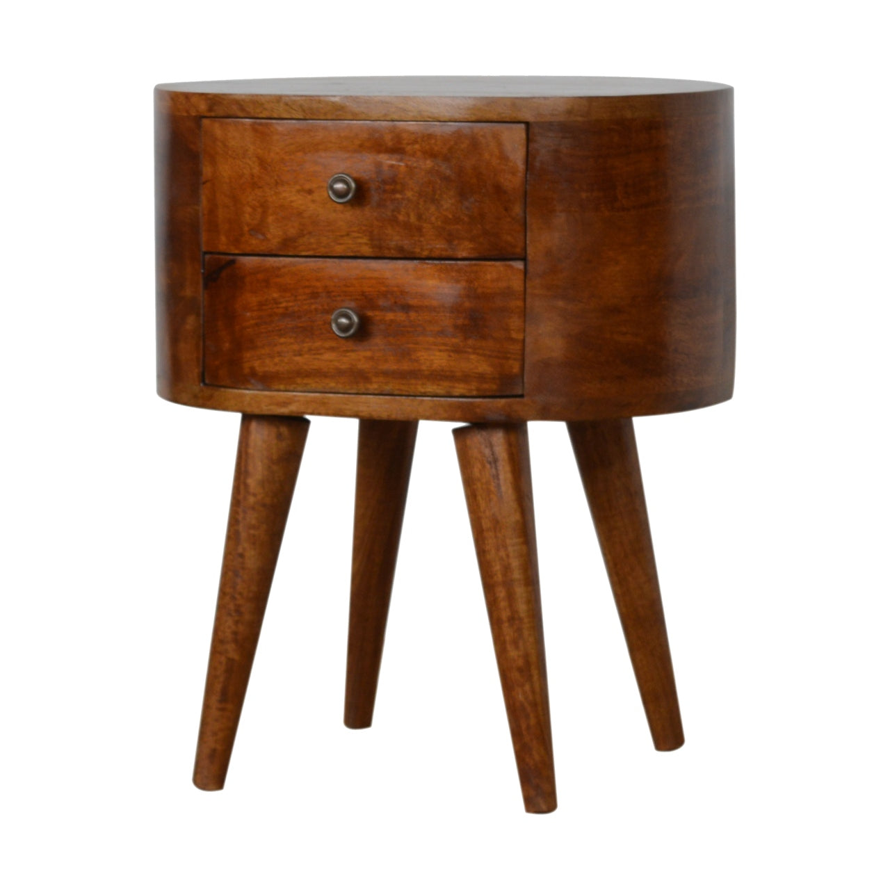 Chestnut Rounded Solid Wood Bedside