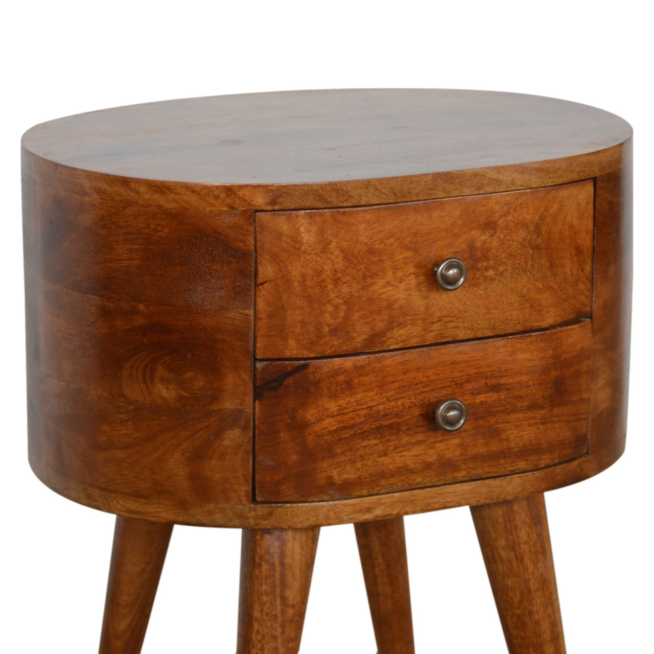 Chestnut Rounded Solid Wood Bedside