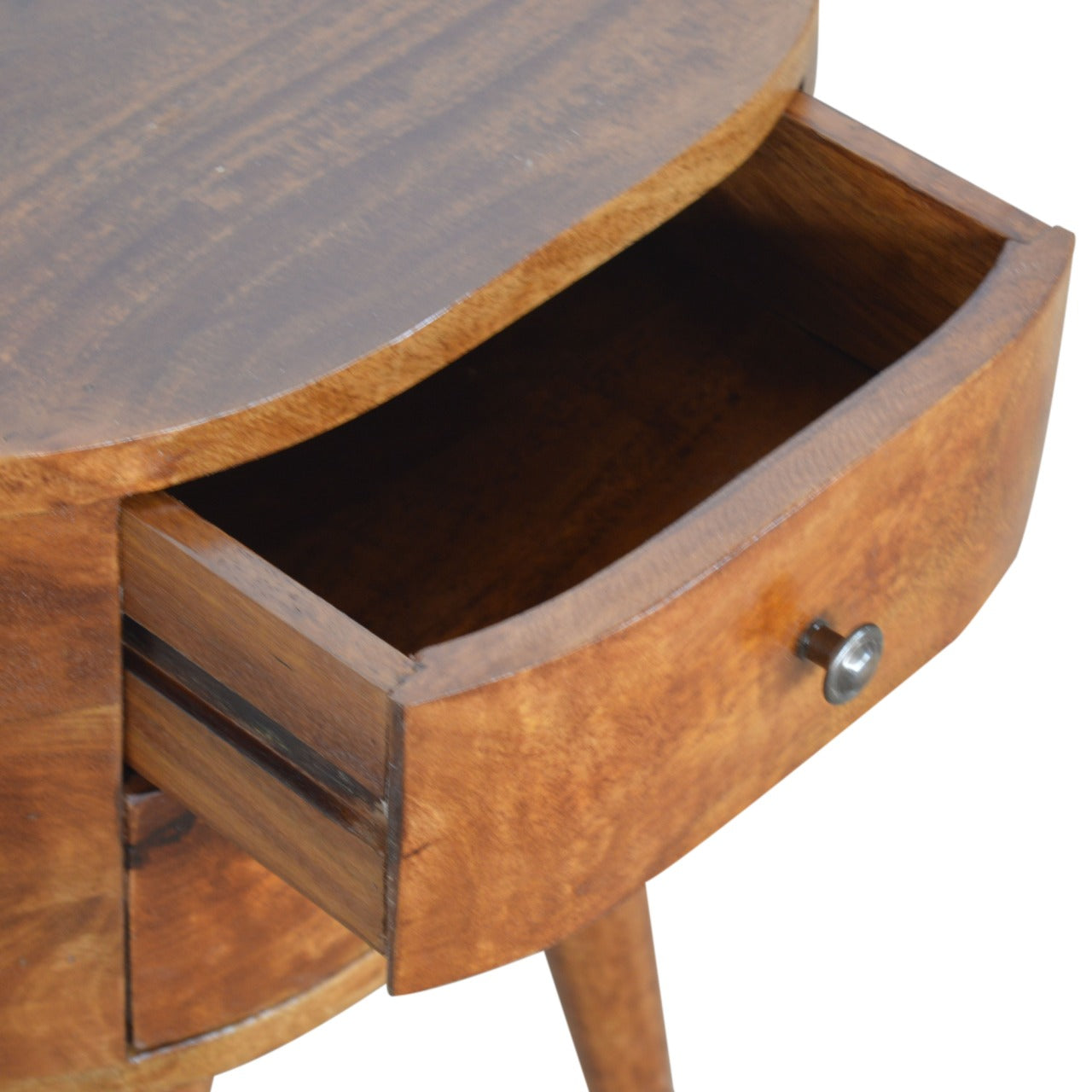 Chestnut Rounded Solid Wood Bedside