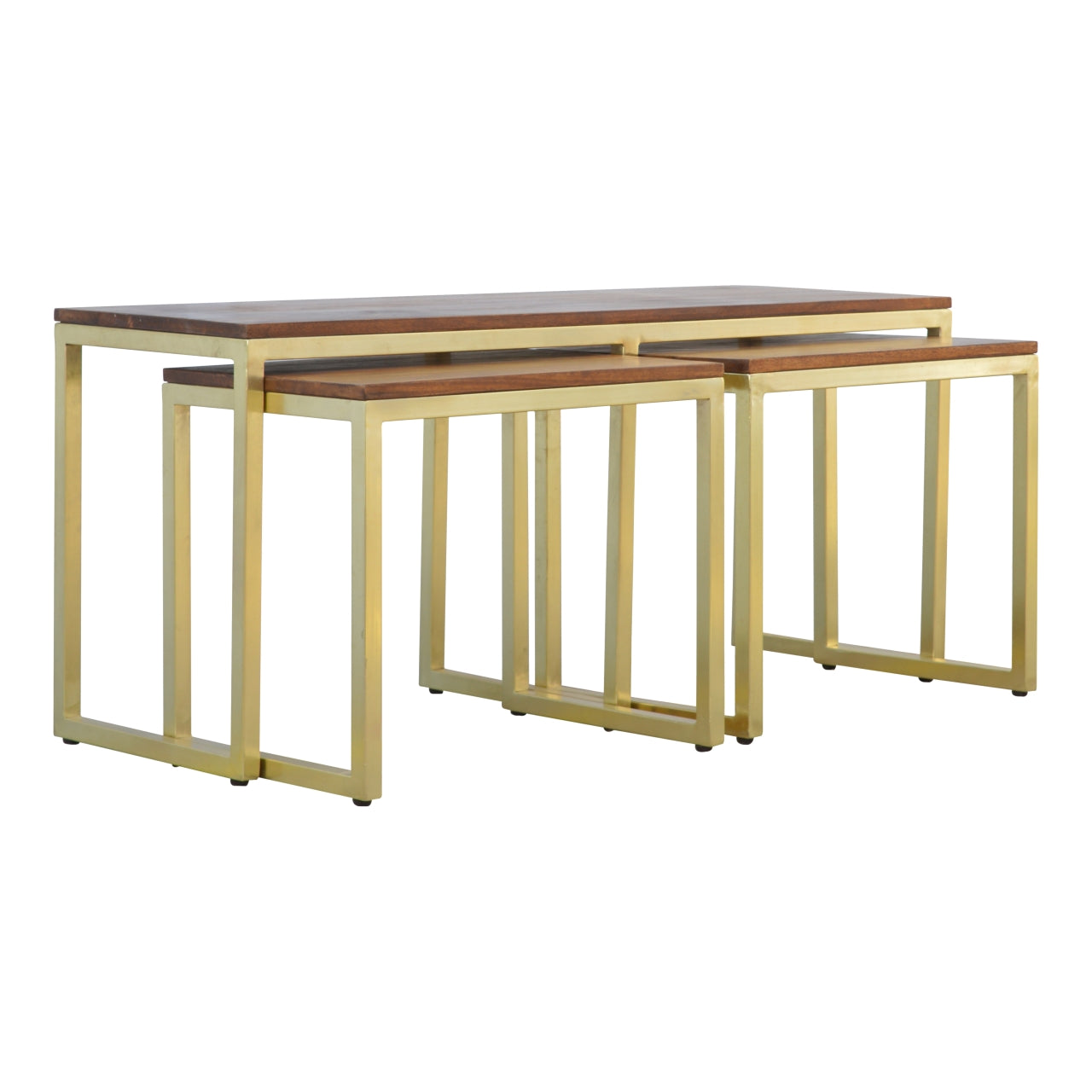 Chunky Gold Set of 3 Solid Wood Table