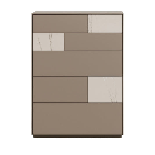 Multicolored cabinet with a geometric pattern on a white background