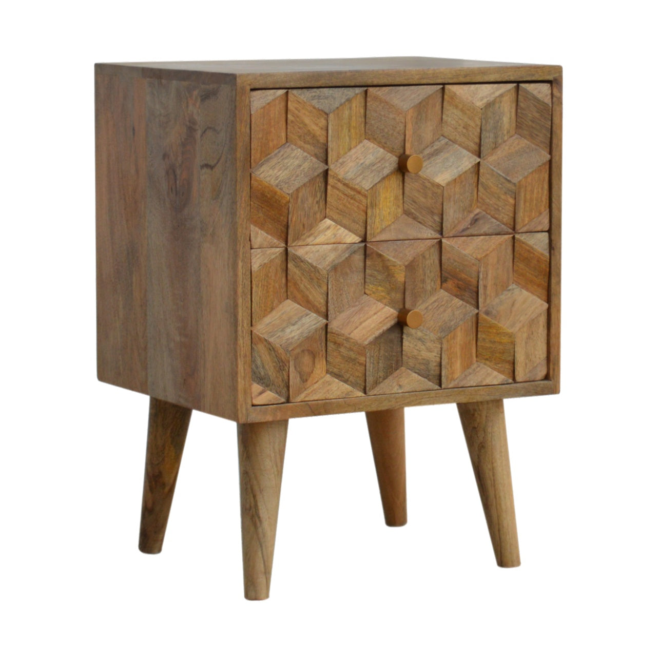 Cube Carved Bedside by Artisan Furniture