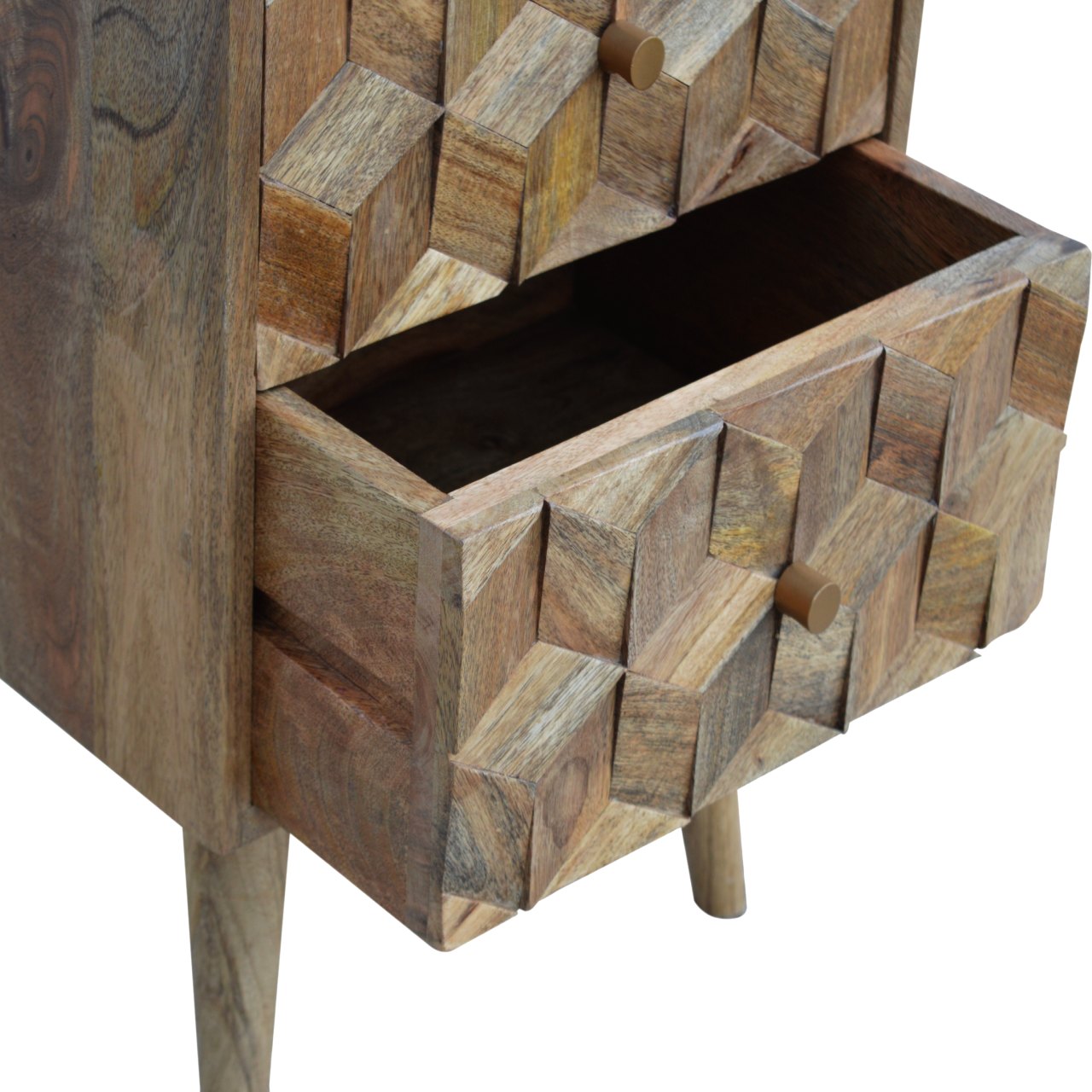 Cube Carved Bedside by Artisan Furniture