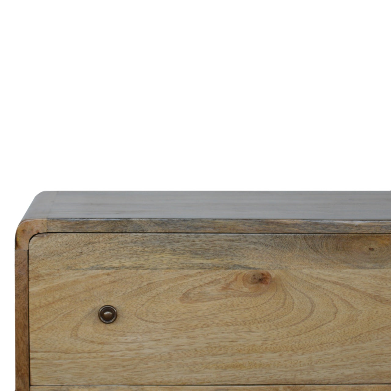 Curved Oak-Ish Solid Wood Chest of Drawers