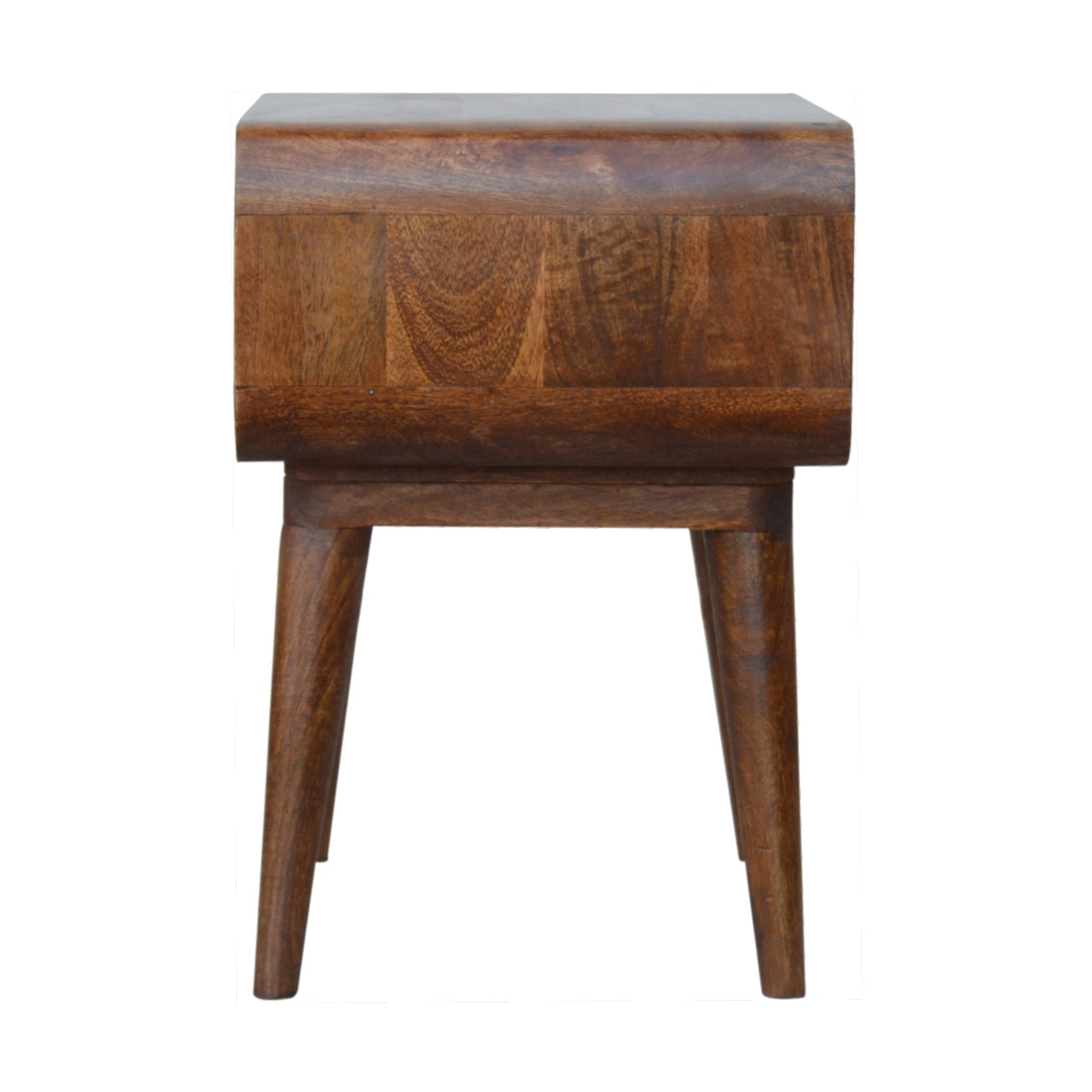 Curved Open Chestnut Wooden Bedside