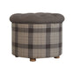 Artisan Deep Button Round Checked Footstool