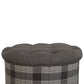 Artisan Deep Button Round Checked Footstool
