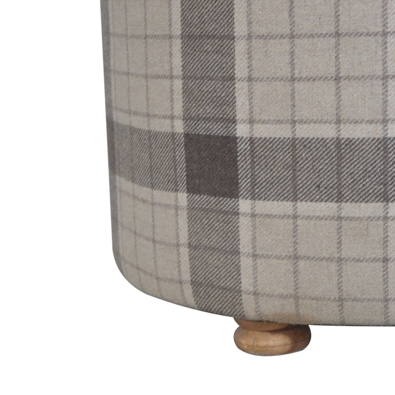 Artisan Deep Button Round Checked Footstool