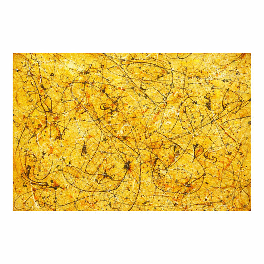 Abstract art with black lines on a yellow background