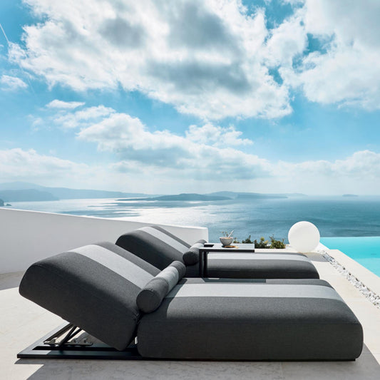 Grattoni Joy Striped Outdoor Sunbed with Adjustable Backrest & Cushion