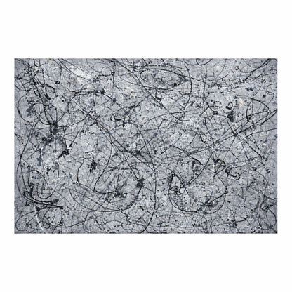 Abstract black and white pattern on a textured gray background