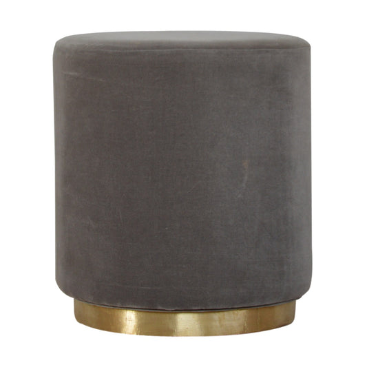 Grey Velvet Footstool with Gold Base by Artisan Furniture