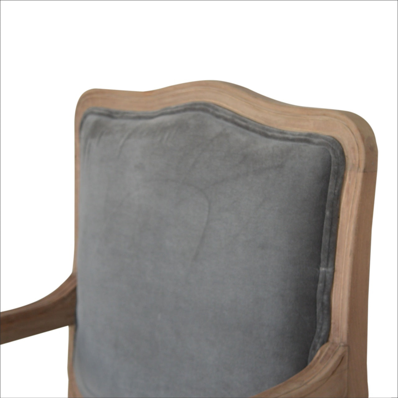 Artisan Grey Velvet French Style Wooden Chair