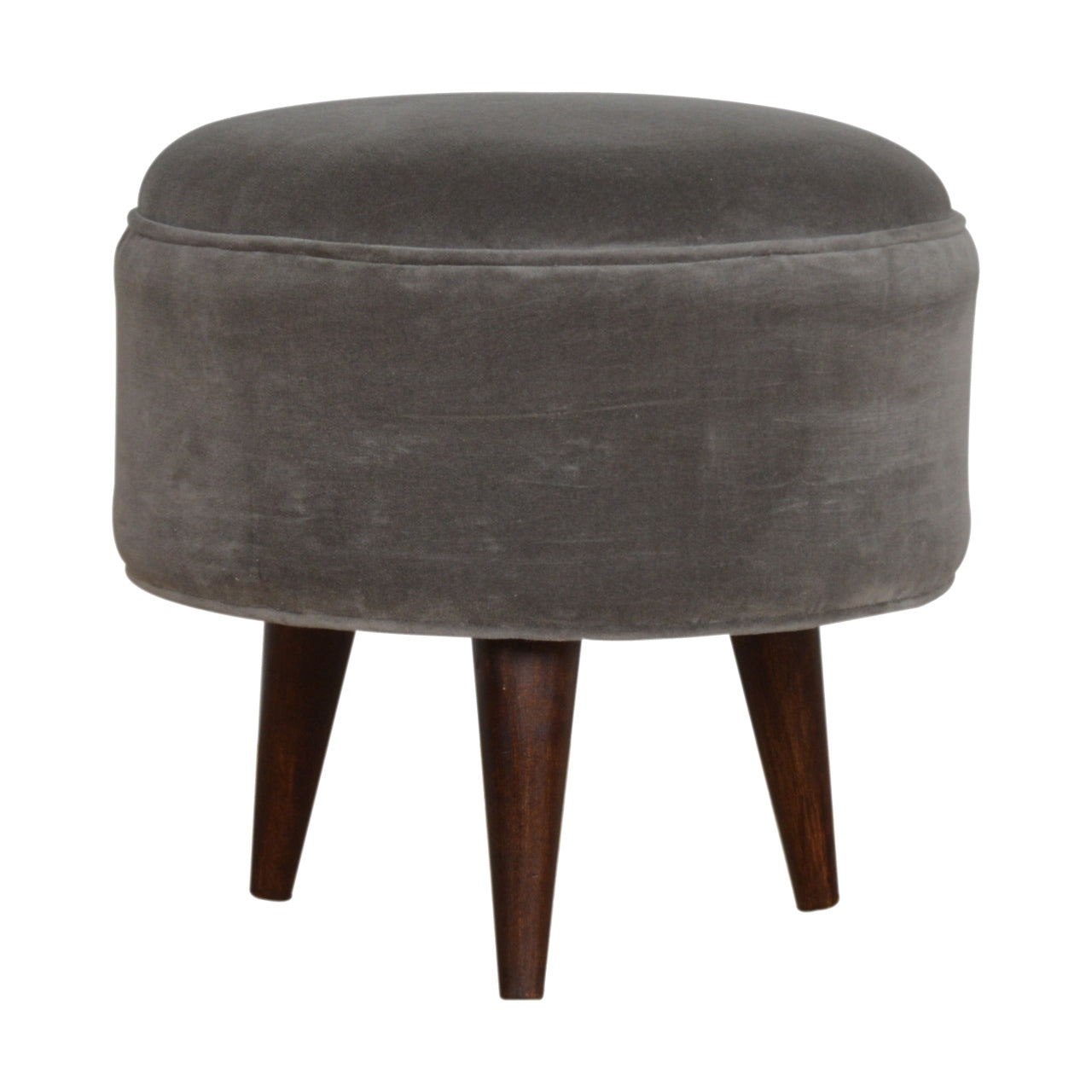 Grey Velvet Nordic Style Solid Wood Footstool