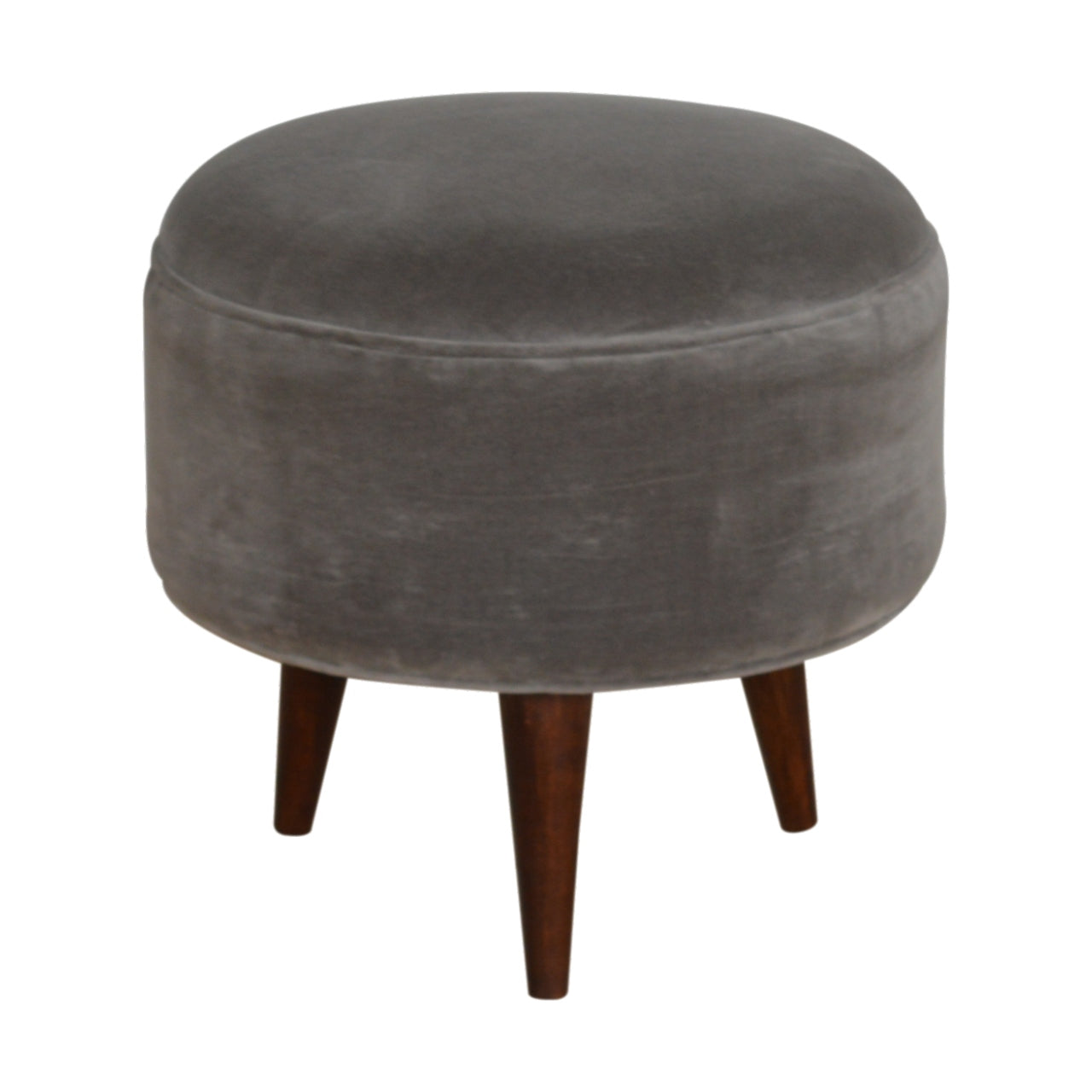 Grey Velvet Nordic Style Solid Wood Footstool