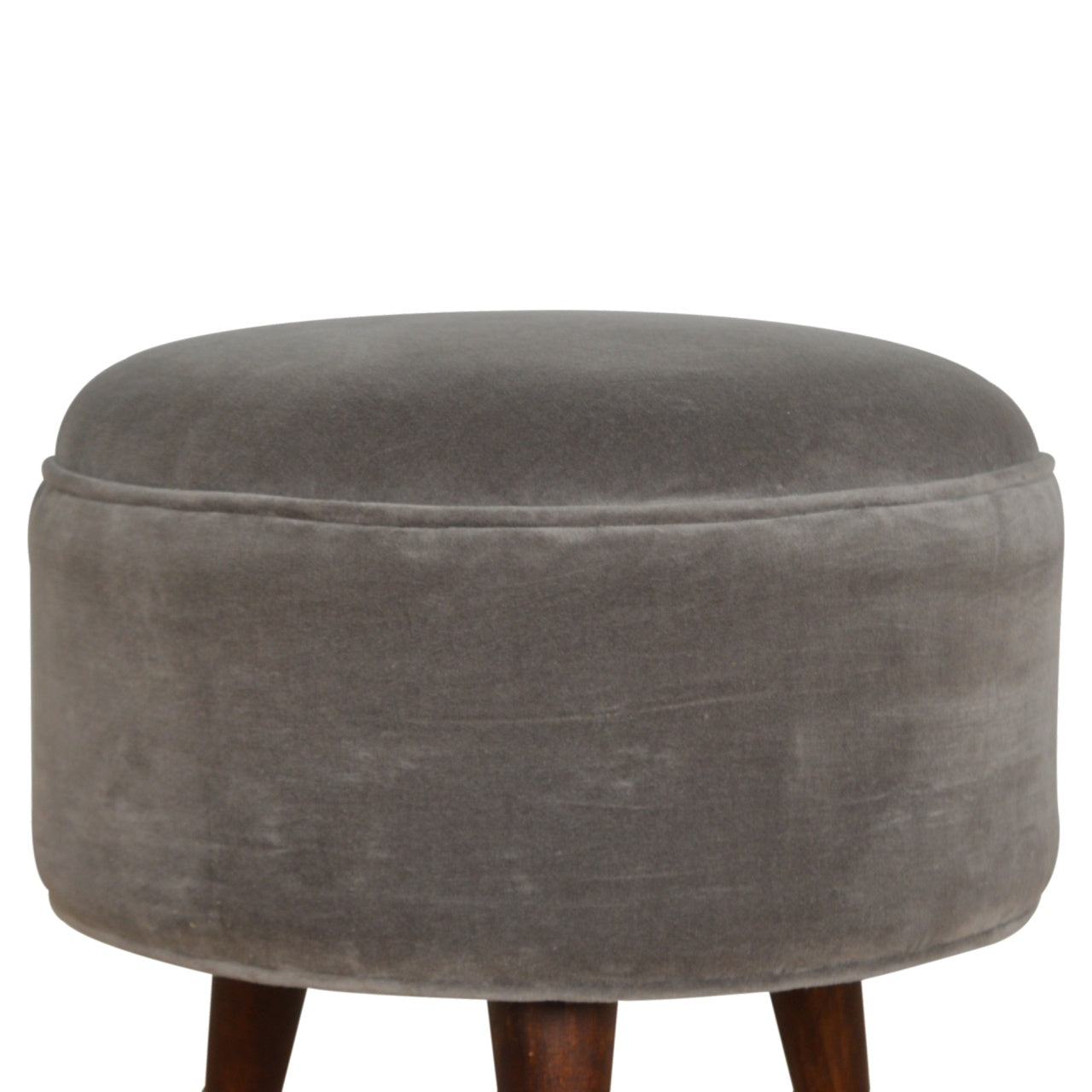 Grey Velvet Nordic Style Solid Wood Footstool