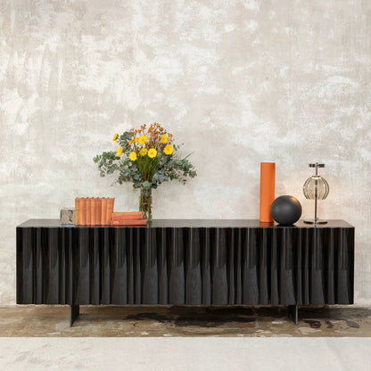 Elegance Curves Bombe Black Lacquered Sideboard