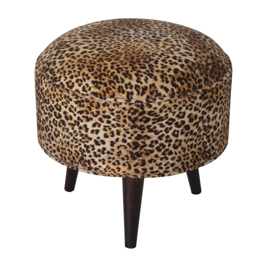 Leopard Nordic Style Solid Wood Footstool