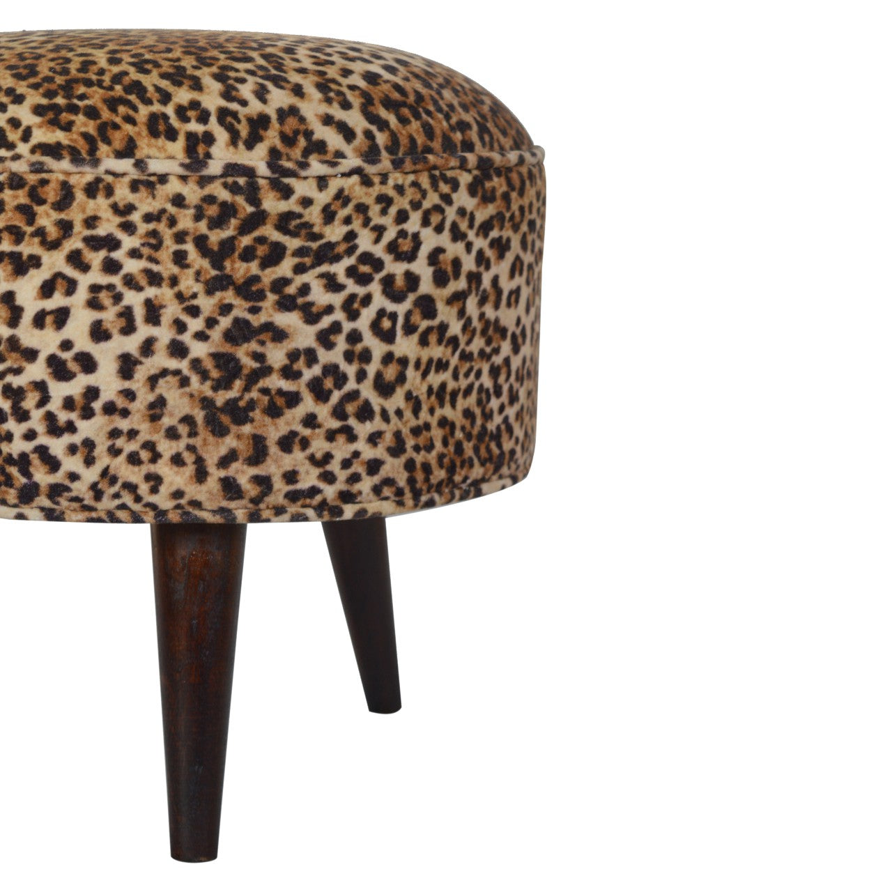 Leopard Nordic Style Solid Wood Footstool