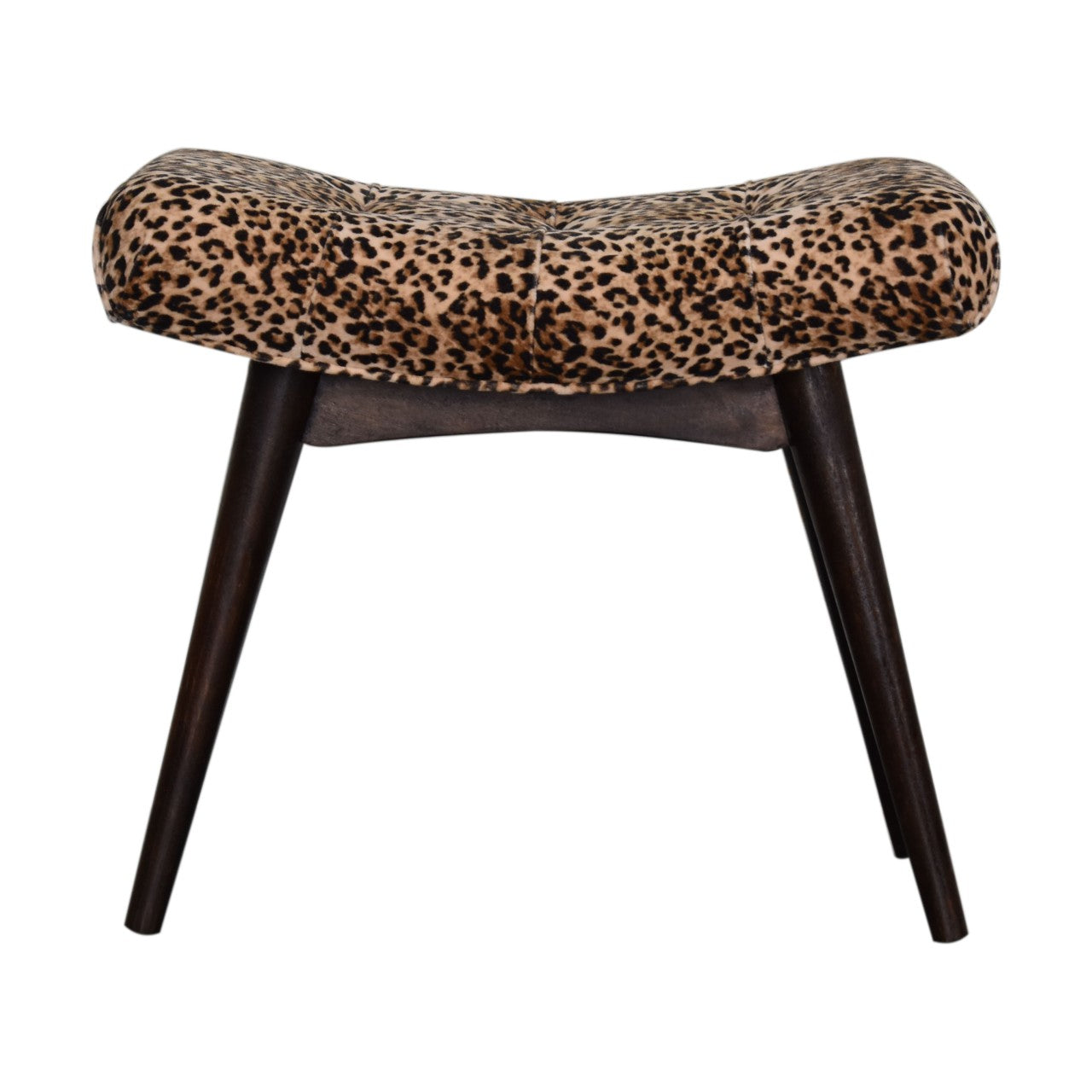 Artisan Leopard Print Curved Wooden Bench