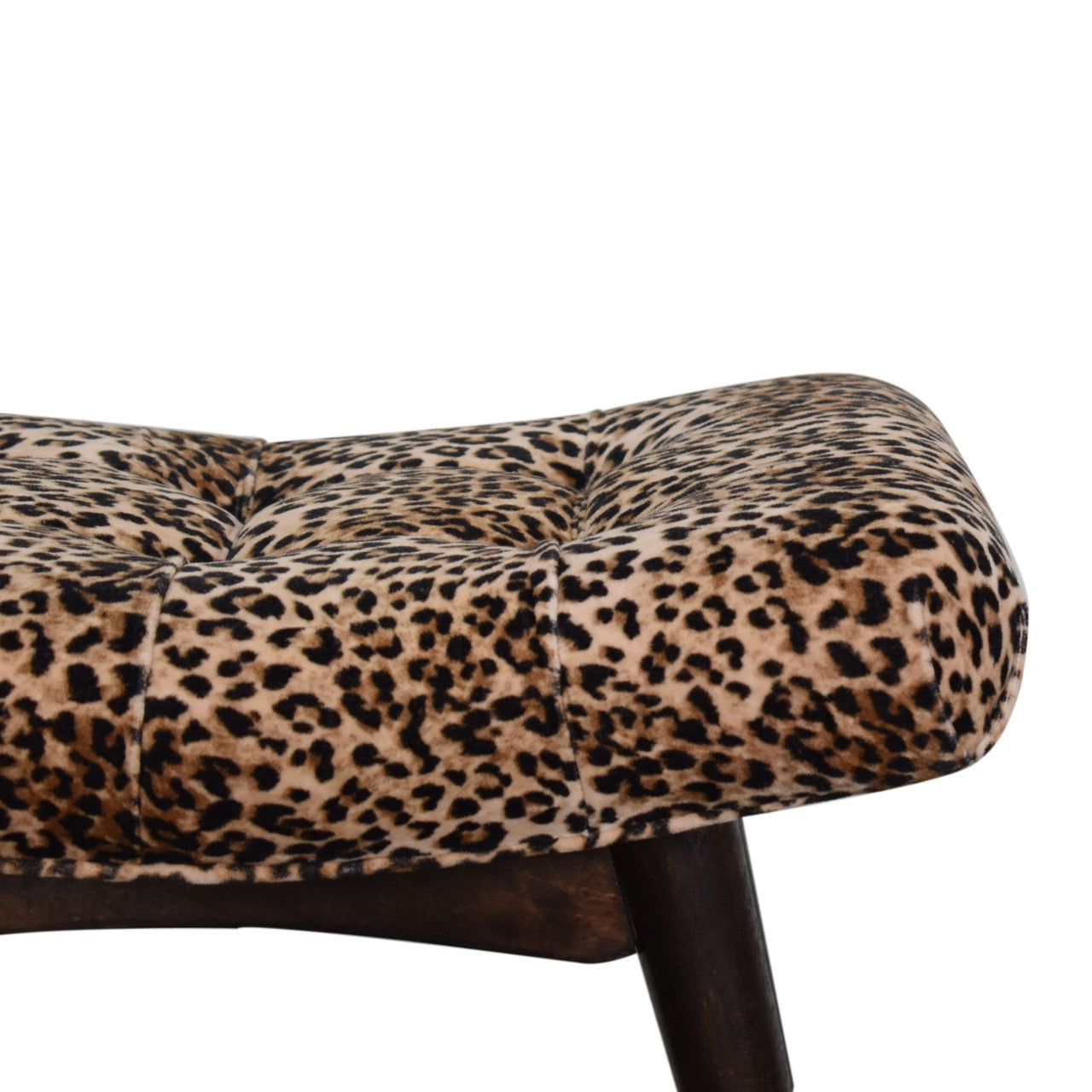 Artisan Leopard Print Curved Wooden Bench