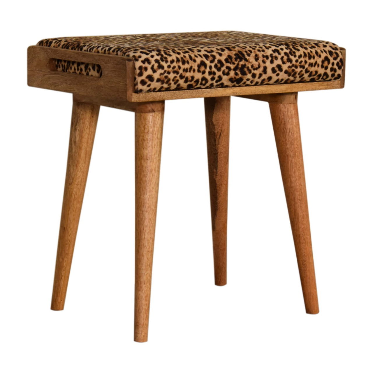 Artisan Leopard Velvet Tray Style Footstool