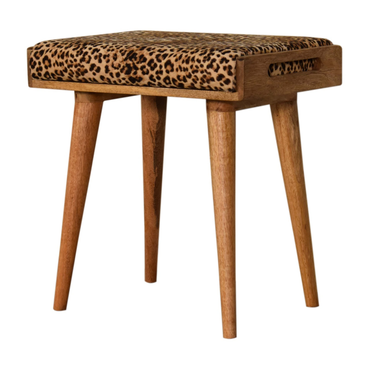 Artisan Leopard Velvet Tray Style Footstool