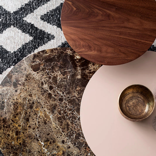 Log Revolving Marble and Wood Coffee Table