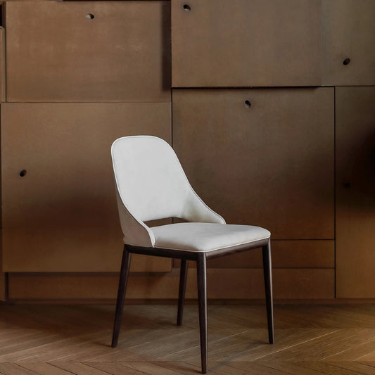 Malva Parisian-Inspired Leather Chair with Ash Wood Legs