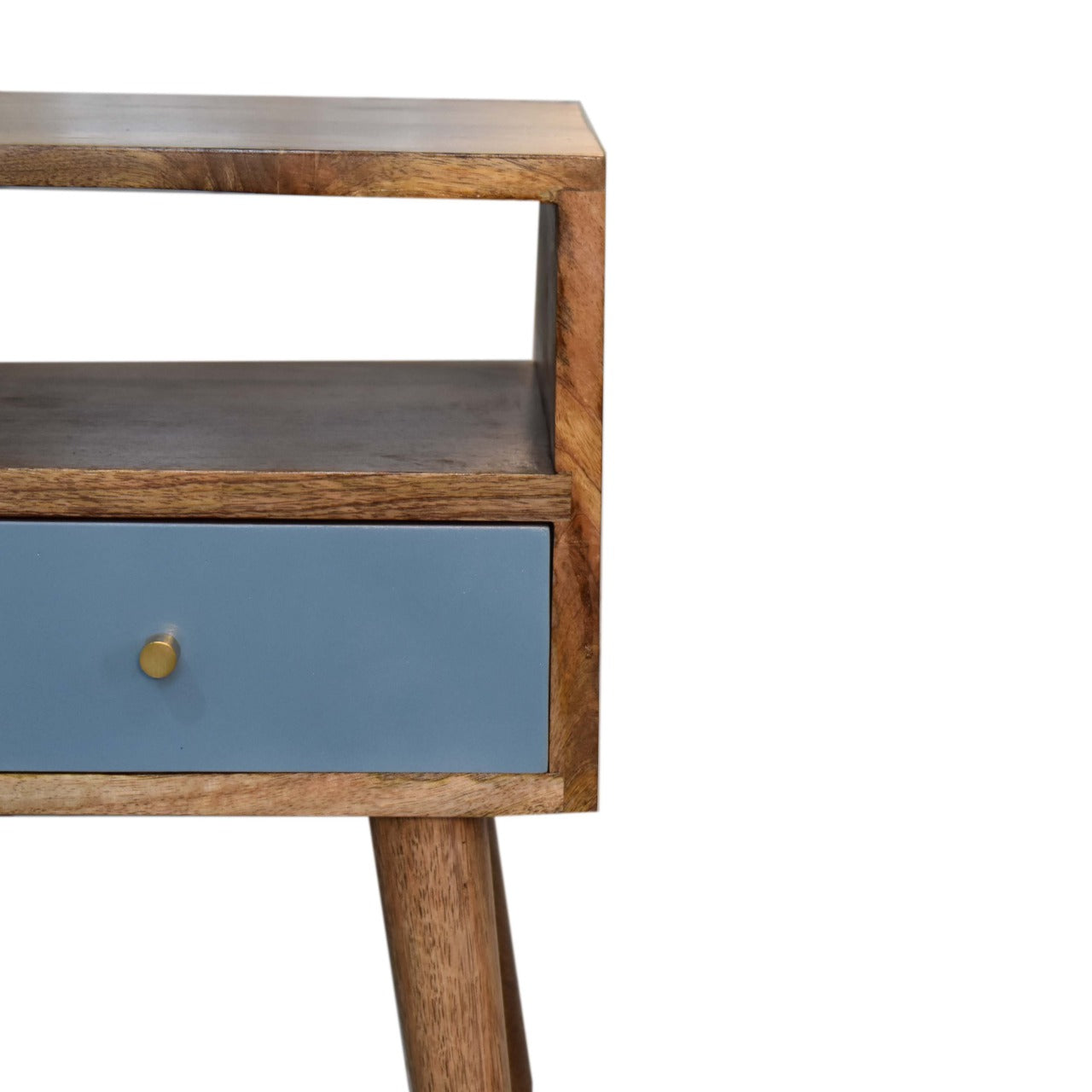 Mini Blue Hand Painted Solid Wood Bedside