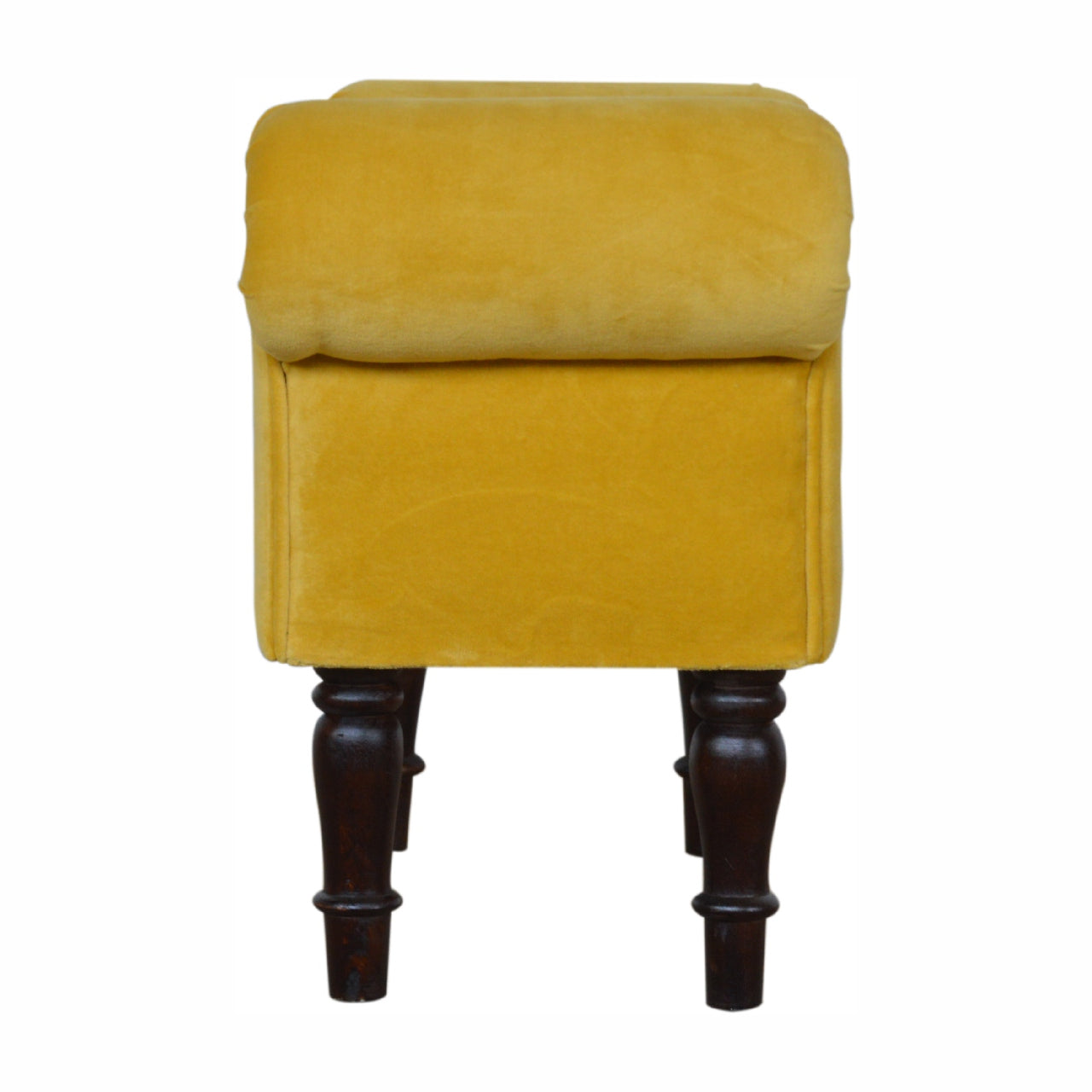 Mini Mustard Velvet Solid Wood Bench