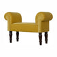 Mini Mustard Velvet Solid Wood Bench