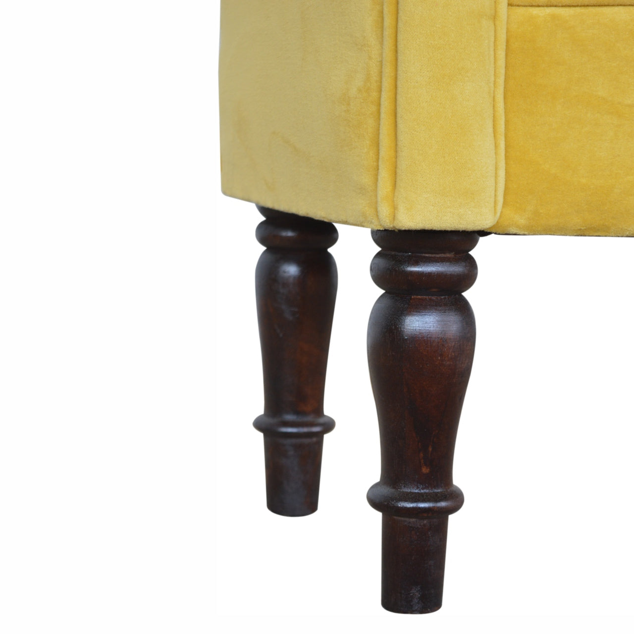 Mini Mustard Velvet Solid Wood Bench