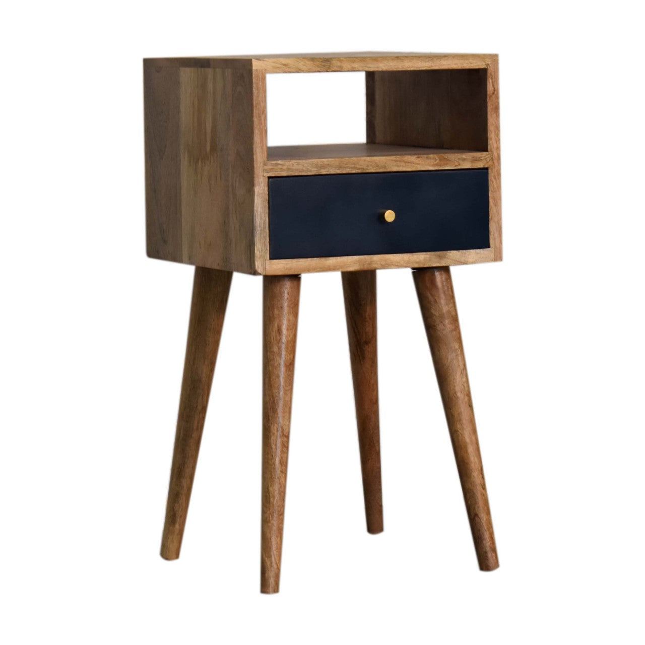 Mini Navy Blue Hand Painted Solid Wood Bedside