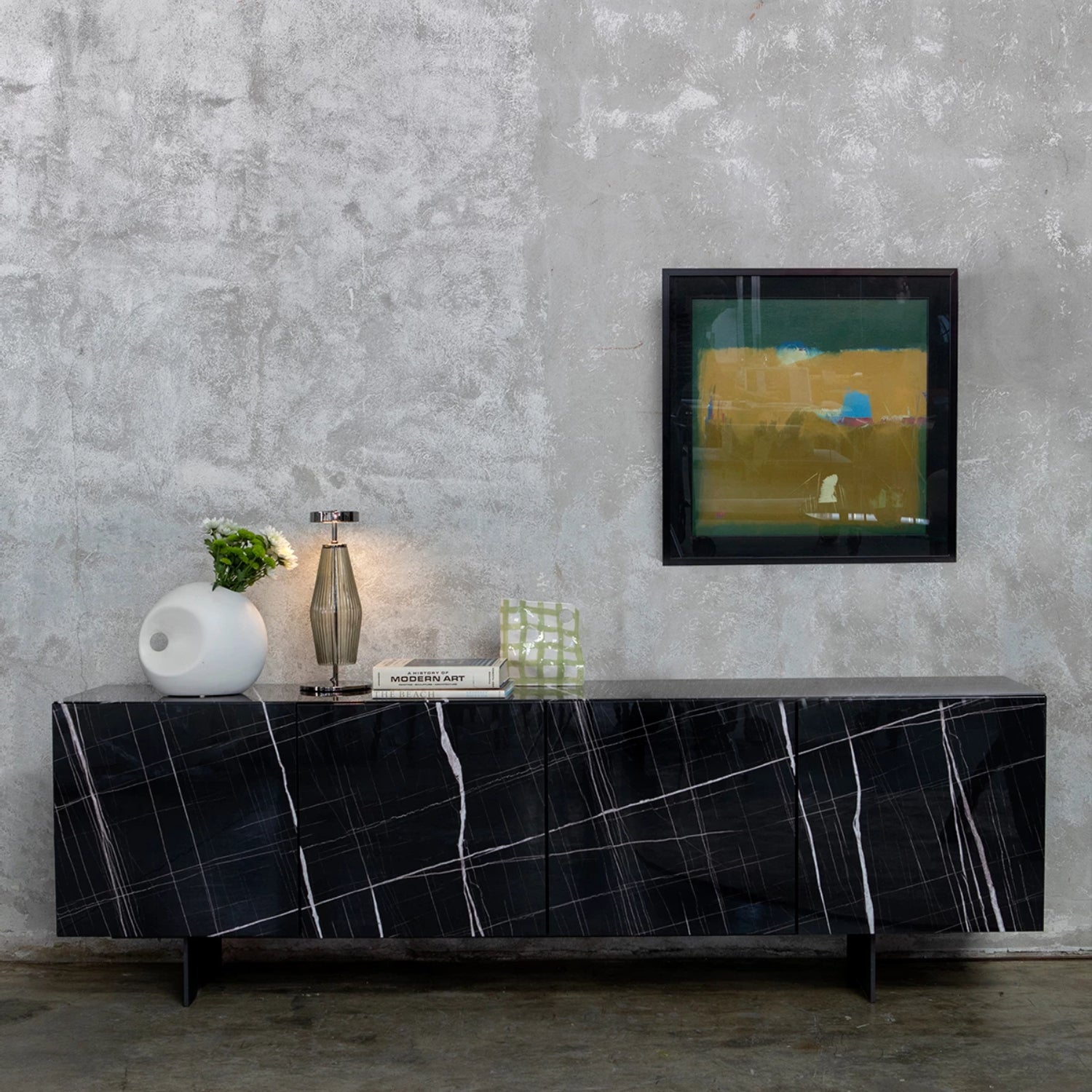 Monolite Sculptural Sideboard with Lacquered Doors