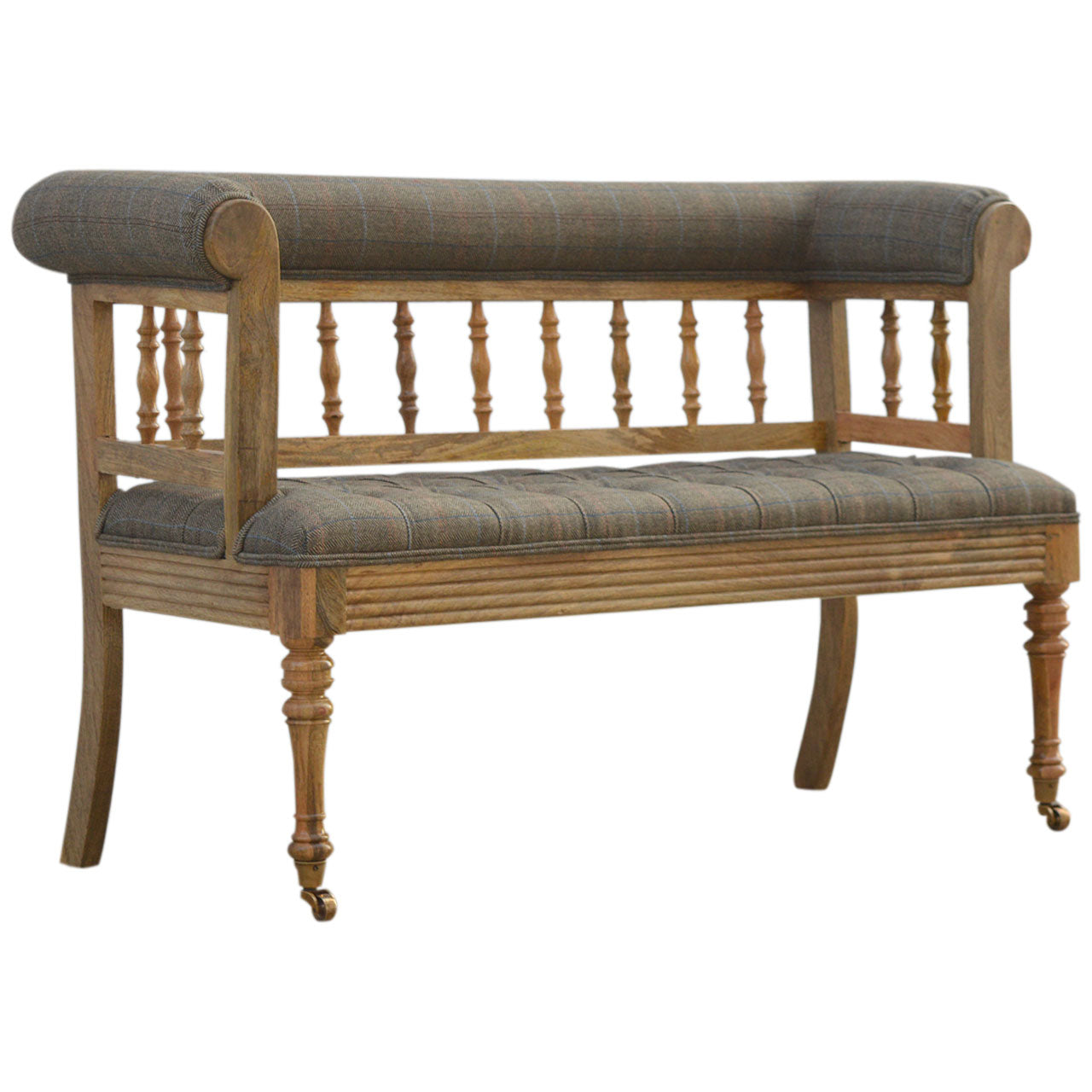 Multi Tweed Deep Button Hallway Bench by Artisan Furniture