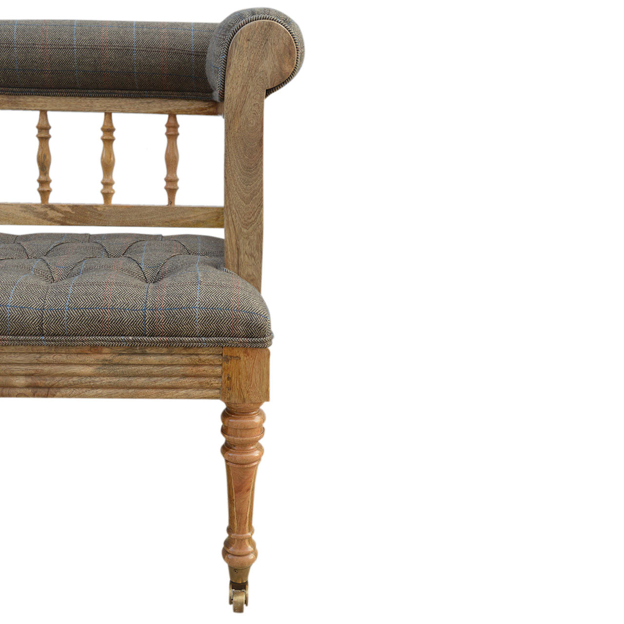 Multi Tweed Deep Button Hallway Bench by Artisan Furniture