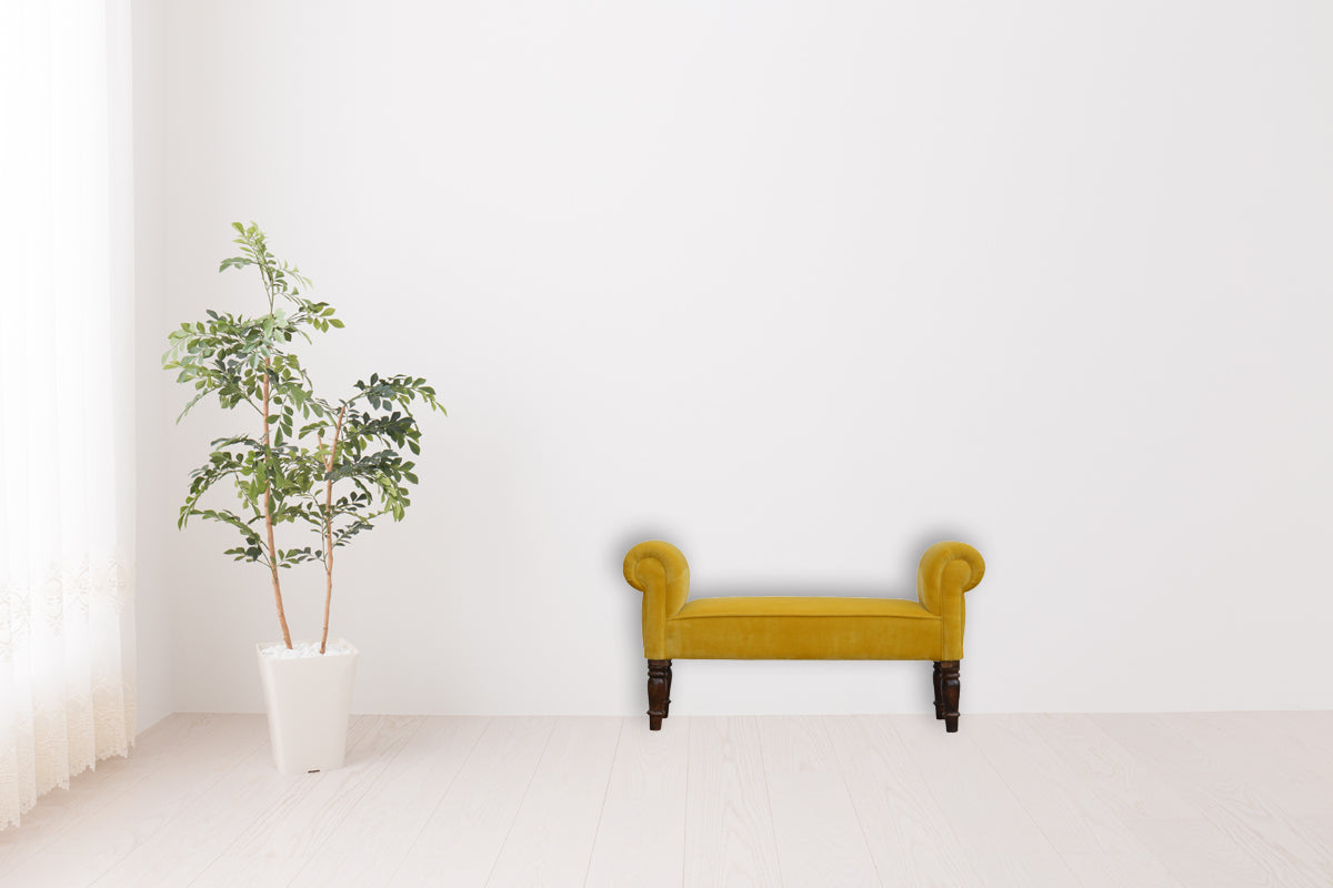 Mustard Velvet Bench by Artisan Furniture