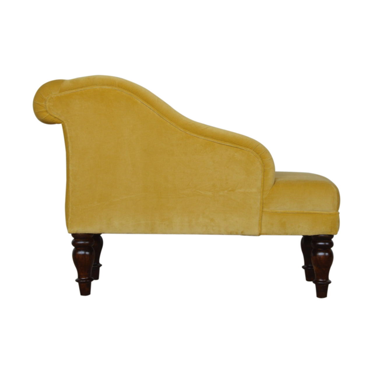 Artisan Mustard Velvet Wooden Chaise