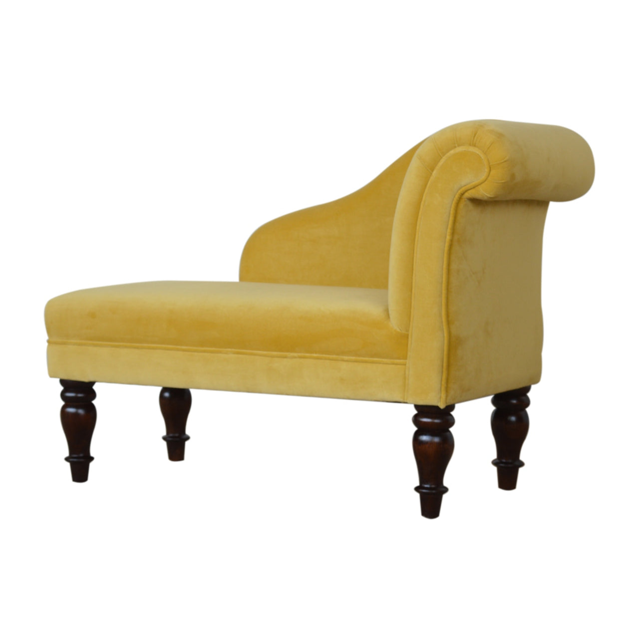 Artisan Mustard Velvet Wooden Chaise